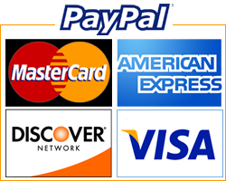 PayPal and major credit card logos: Mastercard, American Express, Discover, and Visa