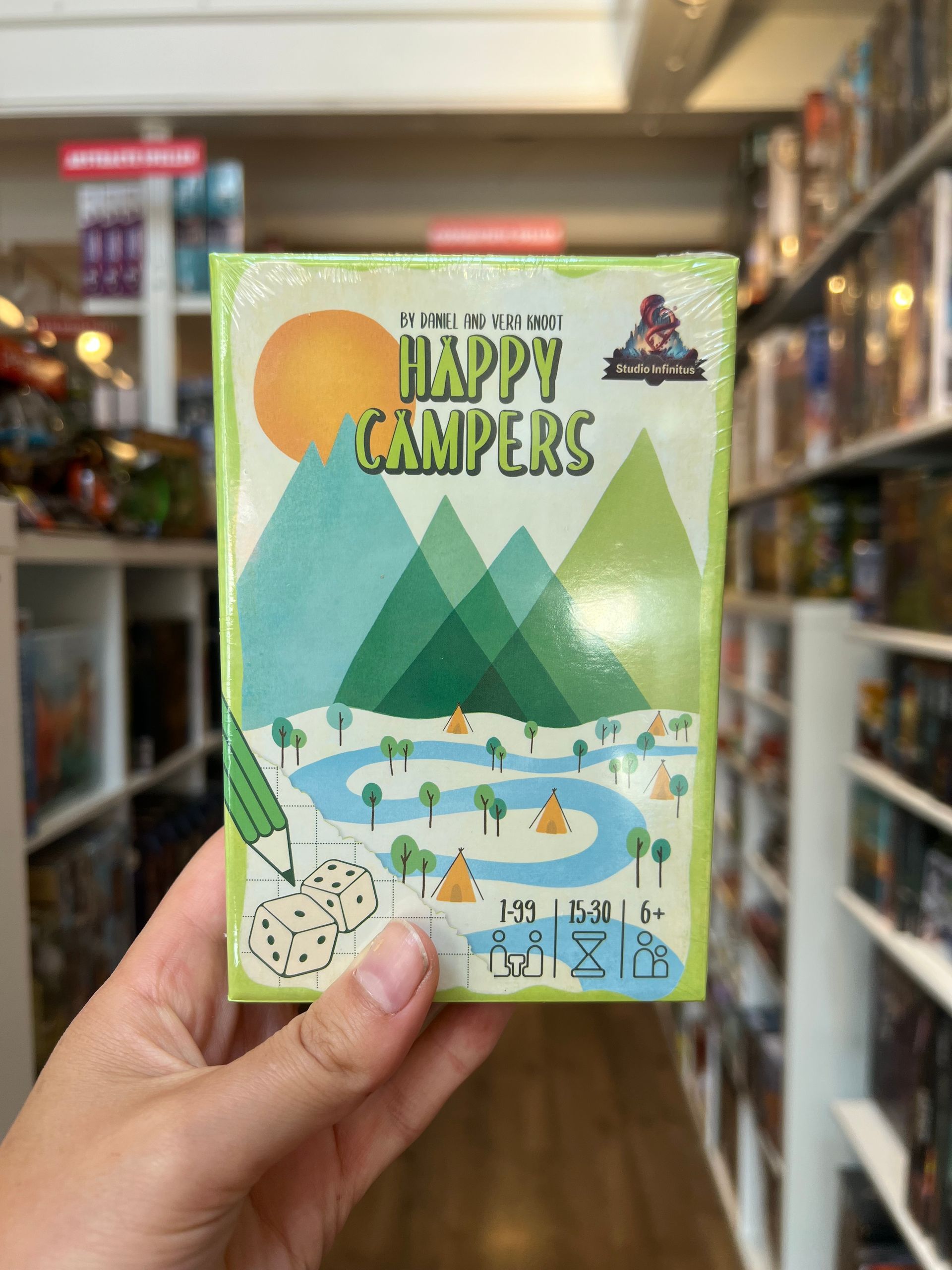 Happy Campers bordspel voor vakantie en camping, verkrijgbaar bij De Spellentoren in Alkmaar.