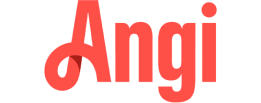 The word angi is written in red on a white background