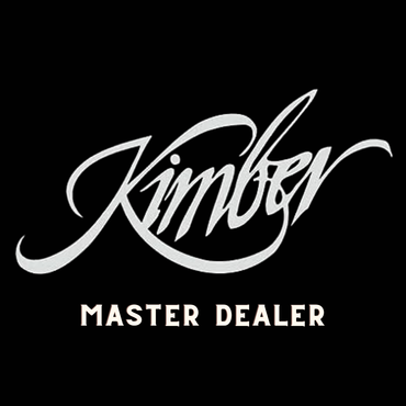 The kimber master dealer logo is white on a black background.