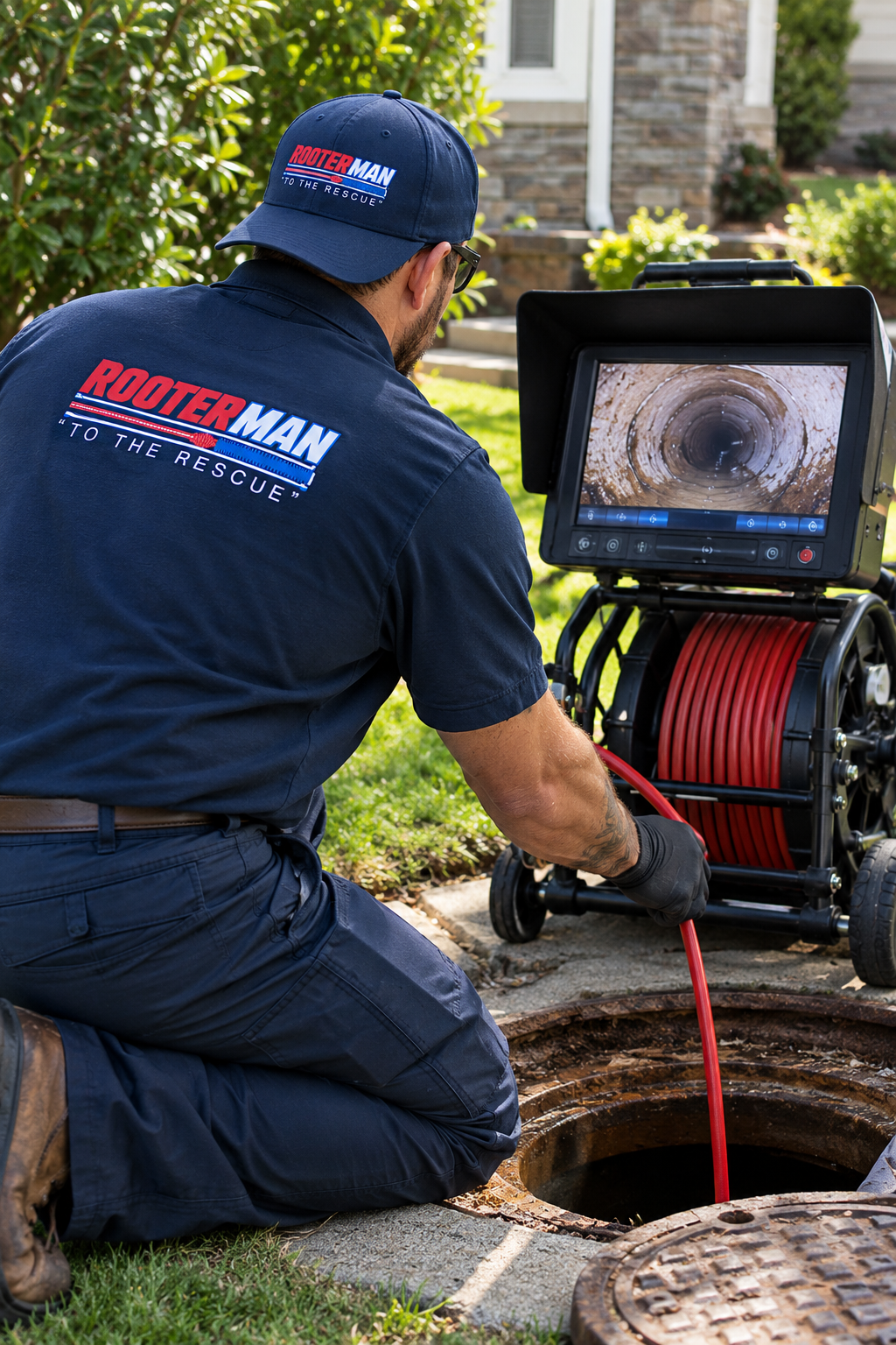Plumber Fixing The Sink In The Kitchen Using Pipe Plunger - Framingham, MA - Rooter-Man Sewer & Drain Service Plumber Fixing The Sink In The Kitchen Using Pipe Plunger - Framingham, MA - Rooter-Man Sewer & Drain Service
