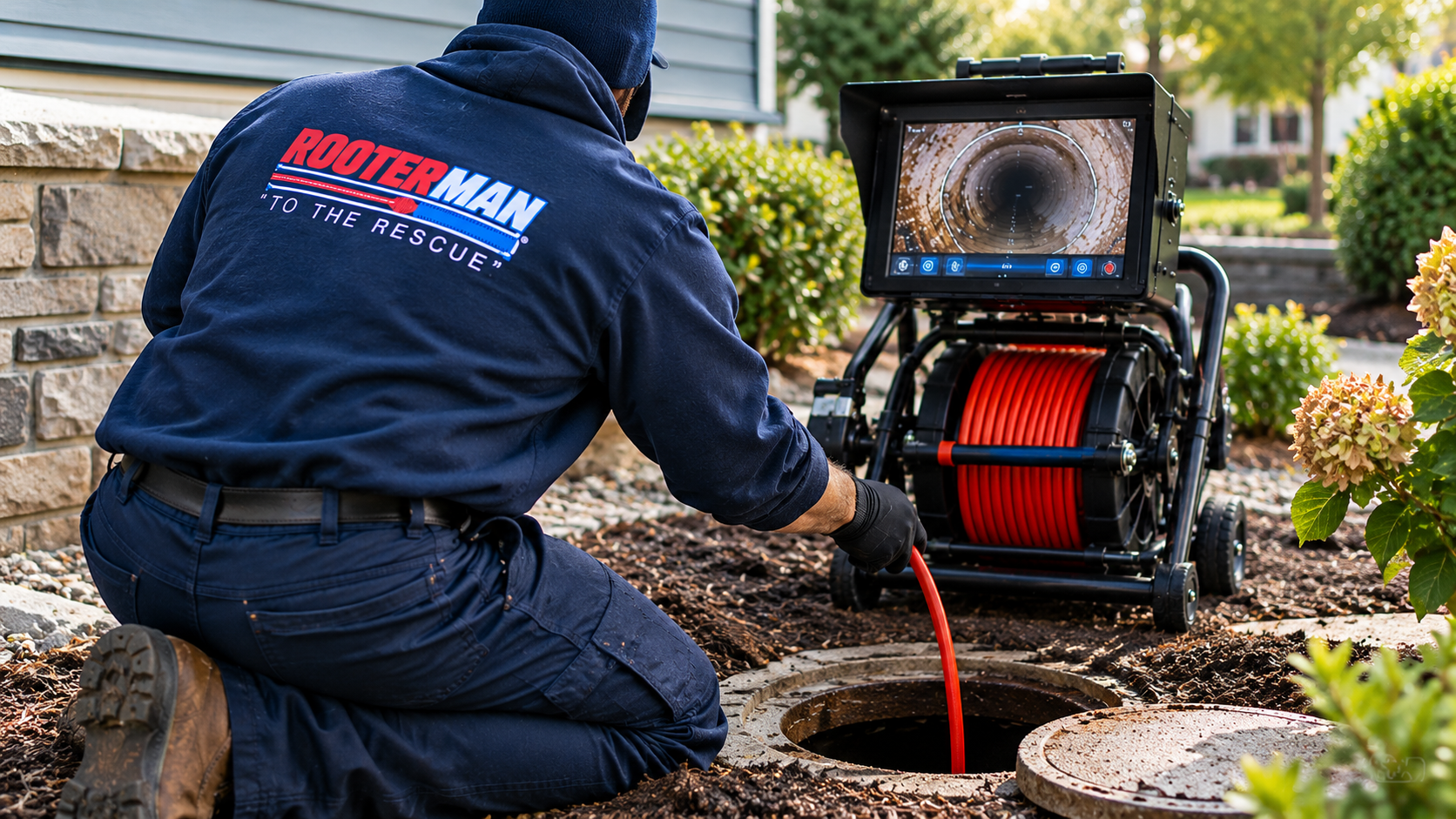 Plumber Fixing The Sink In The Kitchen Using Pipe Plunger - Framingham, MA - Rooter-Man Sewer & Drain Service Plumber Fixing The Sink In The Kitchen Using Pipe Plunger - Framingham, MA - Rooter-Man Sewer & Drain Service