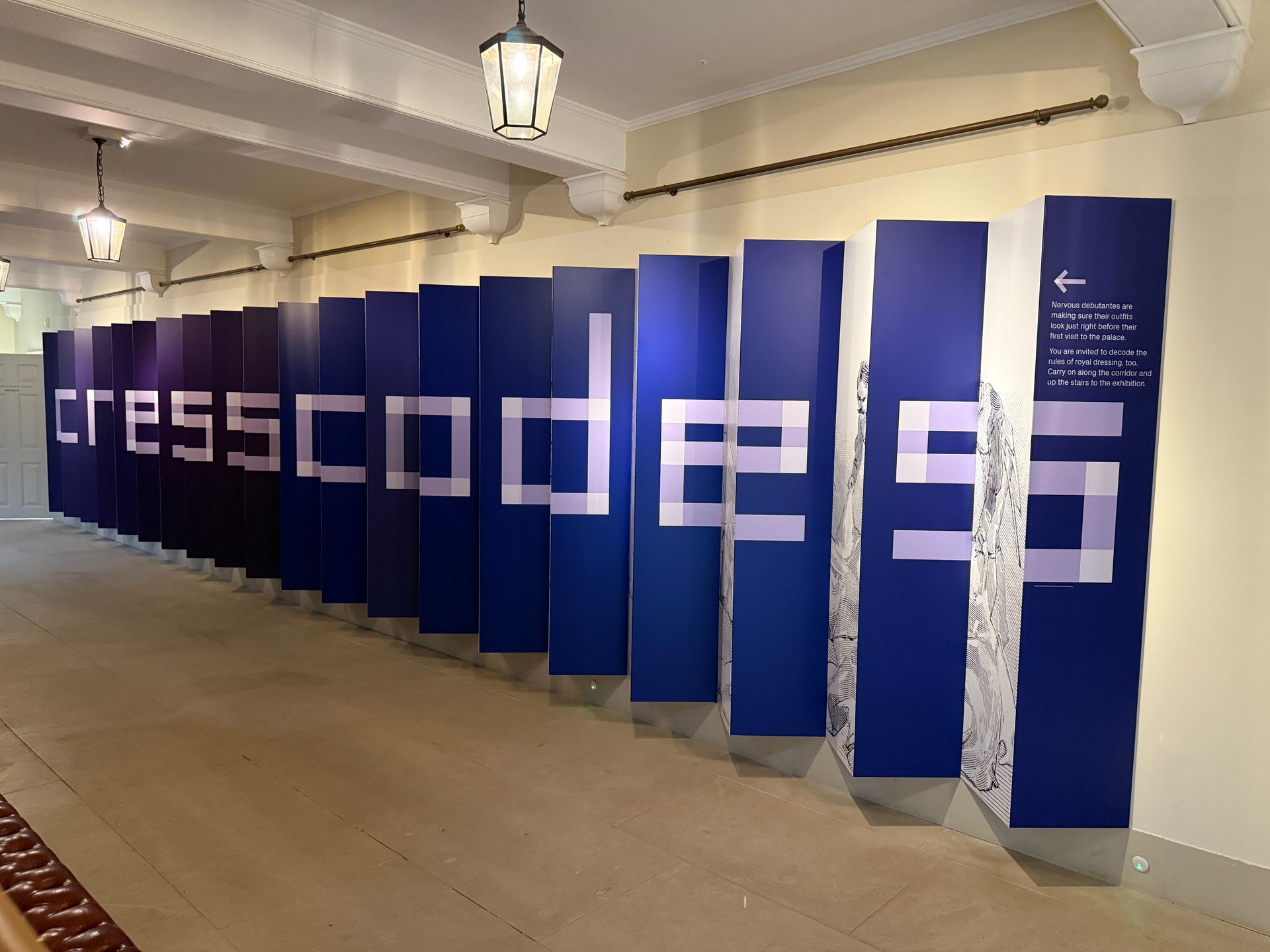 A row of blue signs with the word crosscode on them
