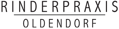 Textlogo: Rinderpraxis, darunter „Oldendorf“, alles in schwarzer serifenloser Schriftart.