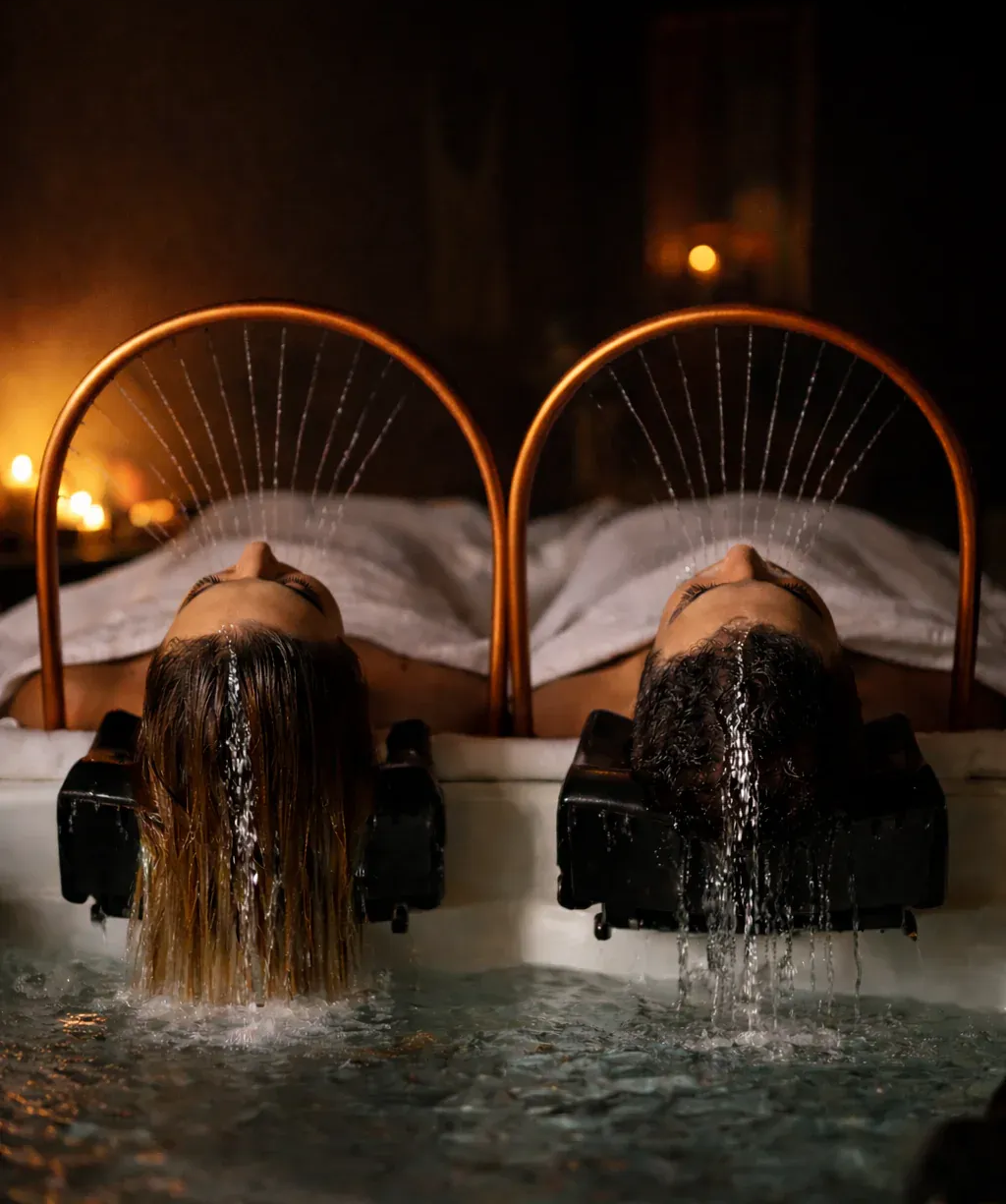 Two women reclining in a spa tub — Figtree Day Spa in Sawtell, NSW