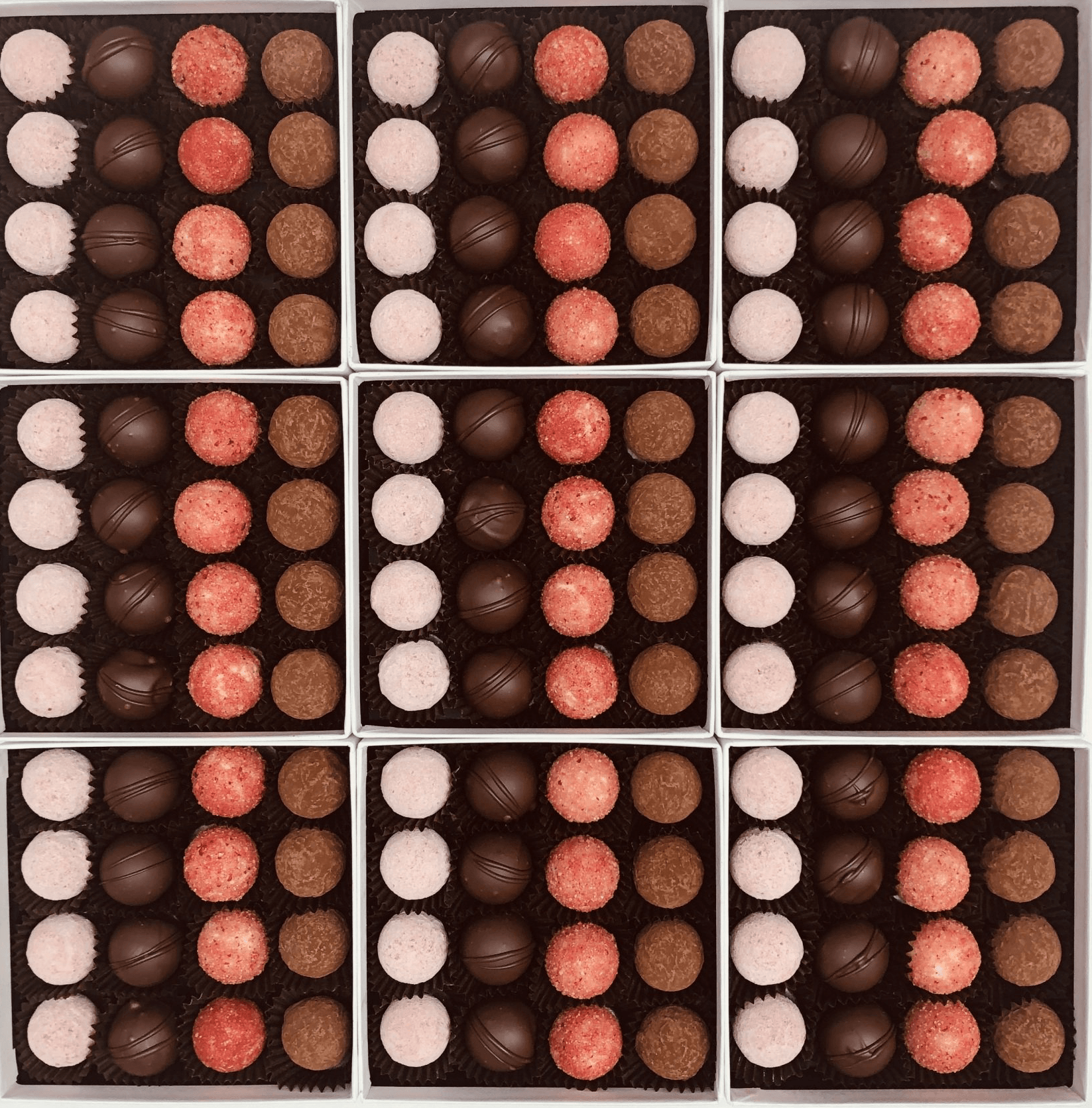 top view of hand made Linny Lane chocolates