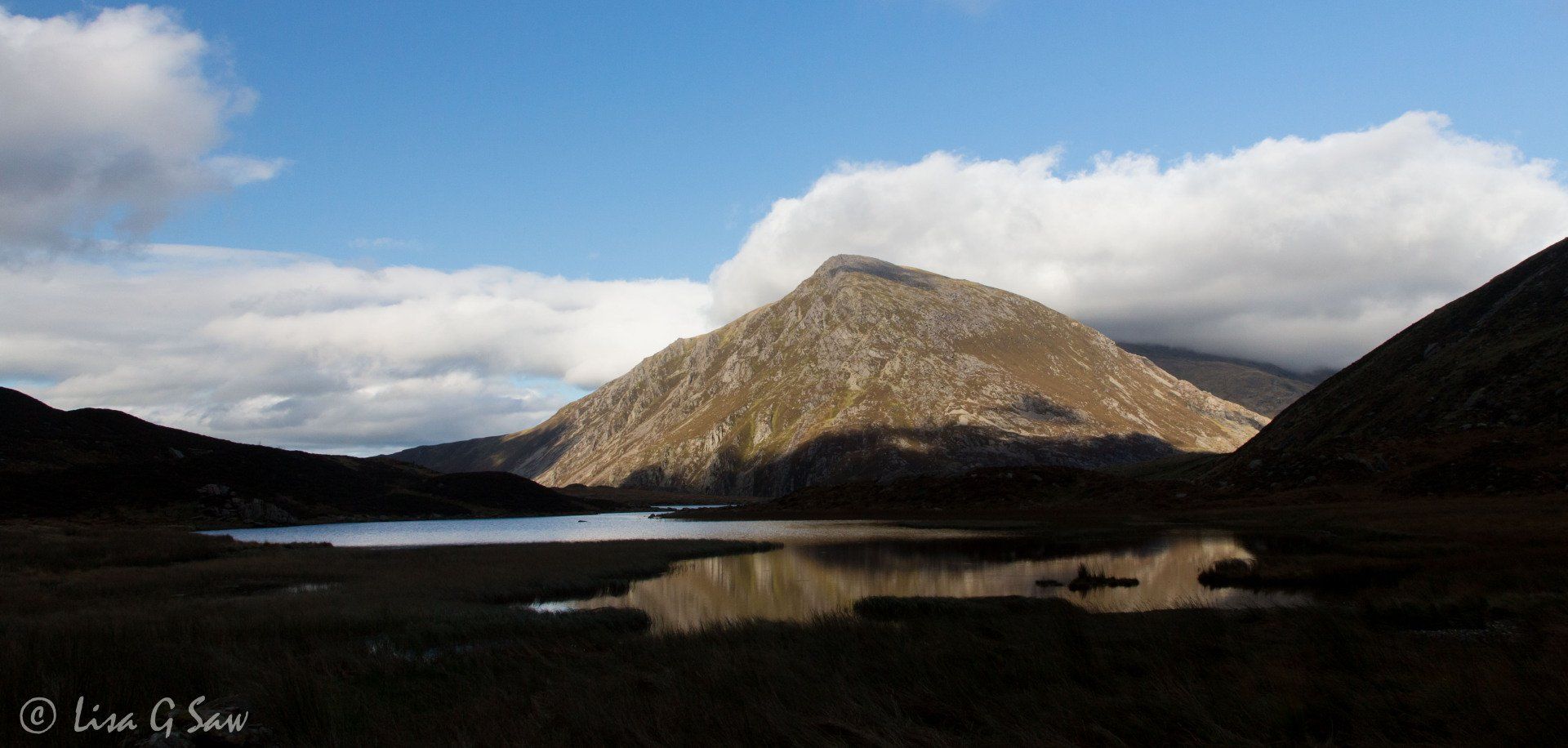 Llyn Idwal cast in shadow