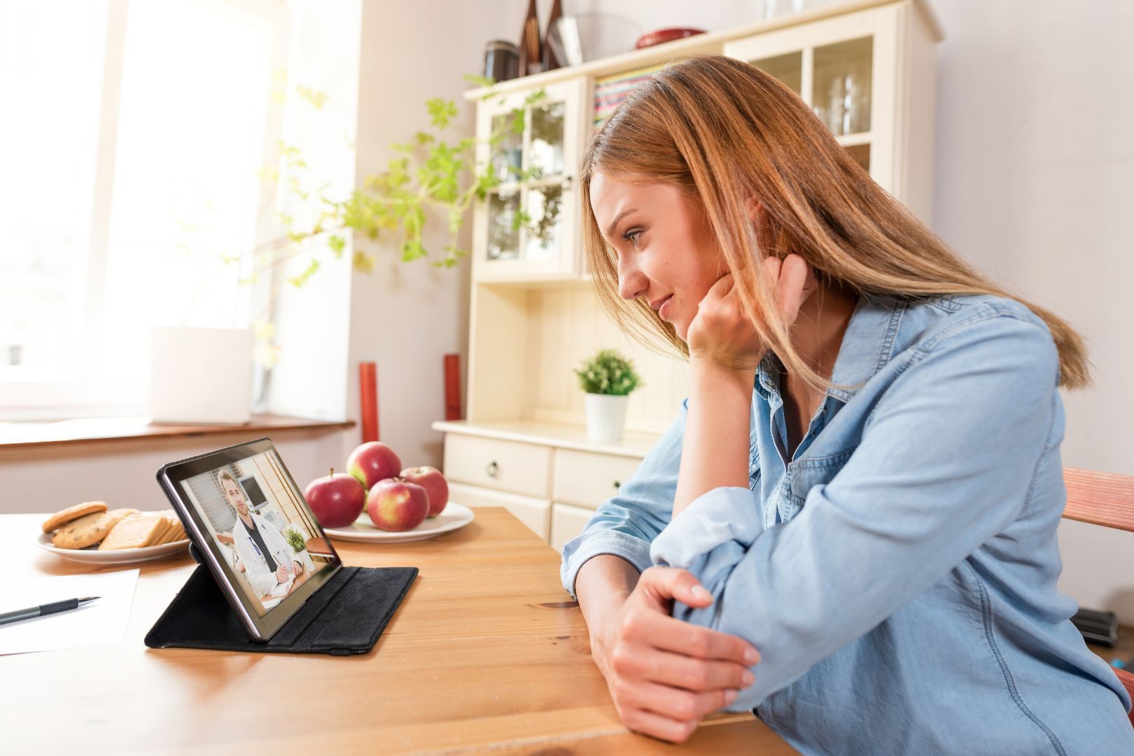 Telehealth Consultation with Doctor on Tablet
