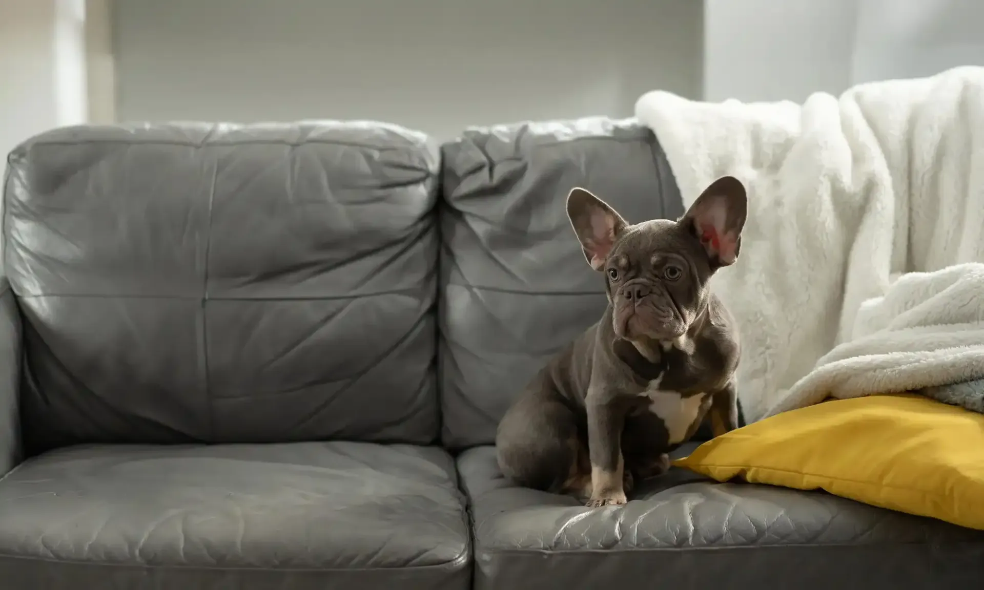 A dog on a couch