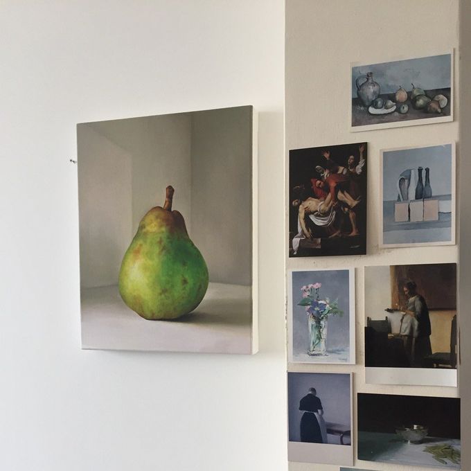 Still life paintings in Sarah Wood's studio