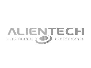 ALIEN TECH-logo met tekst en een gestileerd oogvormig ontwerp; daaronder de tekst 