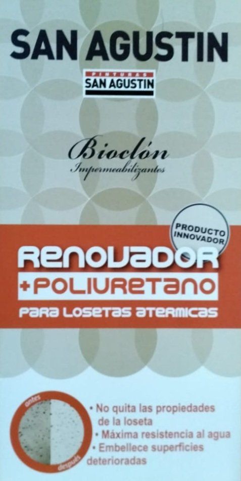 Embalaje del producto Renovador San Agustín + Poliuretano, diseñado para baldosas Athermicas.