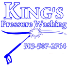 King's Pressure Washing logo: Blue text and pressure washer illustration, with phone number 503-507-2764.