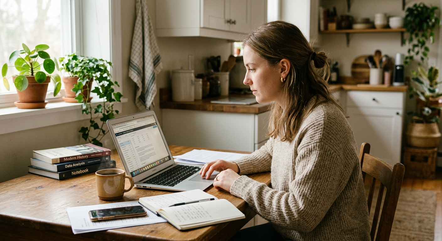 Independent insurance agent at a desk reviewing policy documents with a client in a small Ohio office