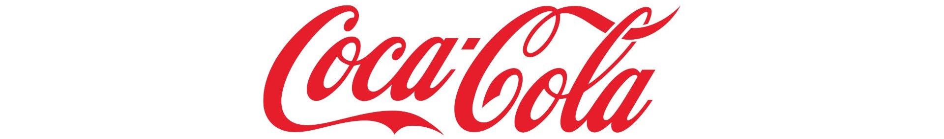 Logo da Coca-Cola em fonte cursiva vermelha característica sobre um fundo branco.
