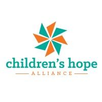 Children's Hope Alliance logo: Teal and orange starburst with the words