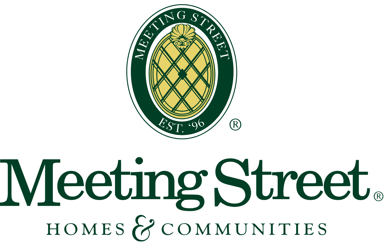 Meeting Street Homes & Communities logo: Green, gold, and white. Features a pineapple and text.