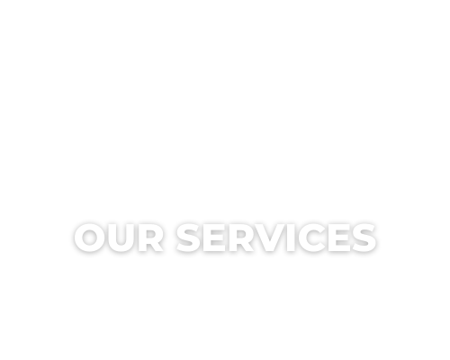 White “OUR SERVICES” text on a plain white background with a subtle shadow.