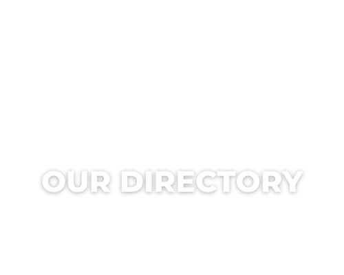 White slide with bold outlined text reading “OUR DIRECTORY” near the bottom center.