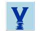 Blue "V" with water reflection, in a light blue square.