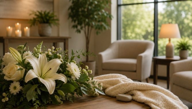 soft natural light, reflecting the welcoming atmosphere of funeral homes in Lake Zurich, IL