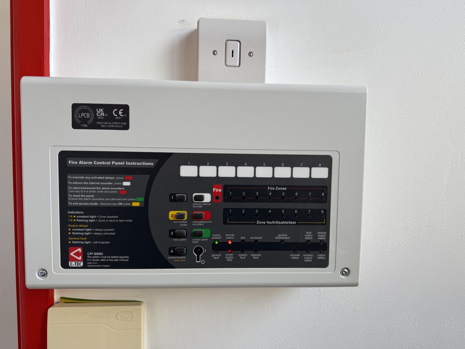 C-TEC fire alarm control panel installed by Crystal Smart & Security