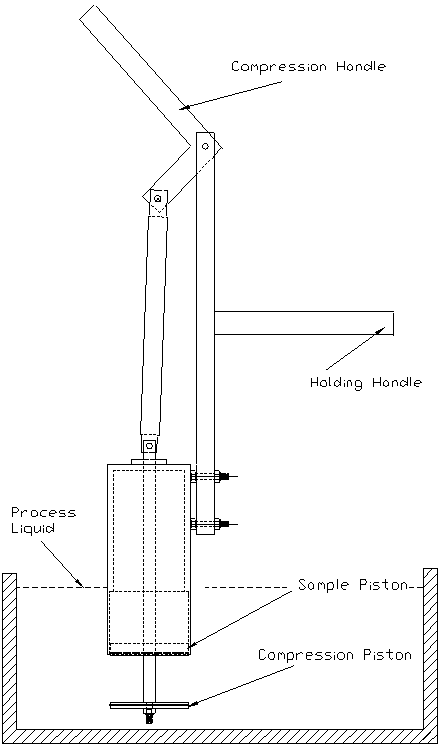 A black and white drawing of a single piston compressor.