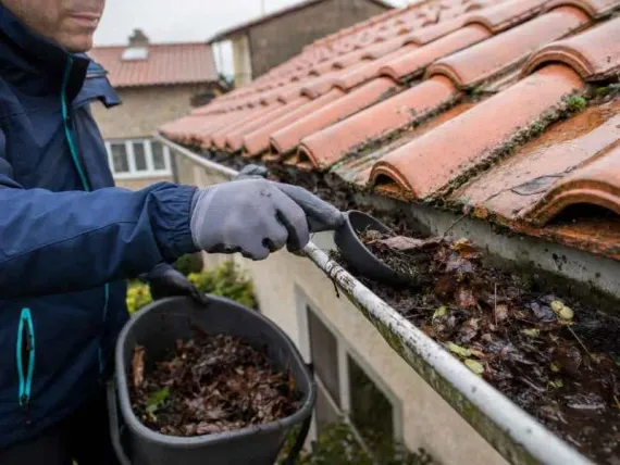 Desentupimento de tubo de queda e limpeza de caleira