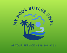 A logo for My Pool Butler SWFL with pool.