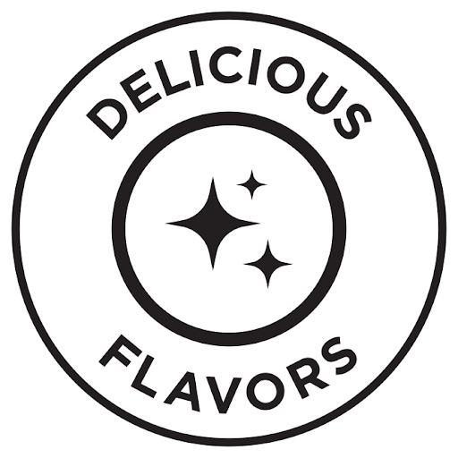Black and white circular logo with