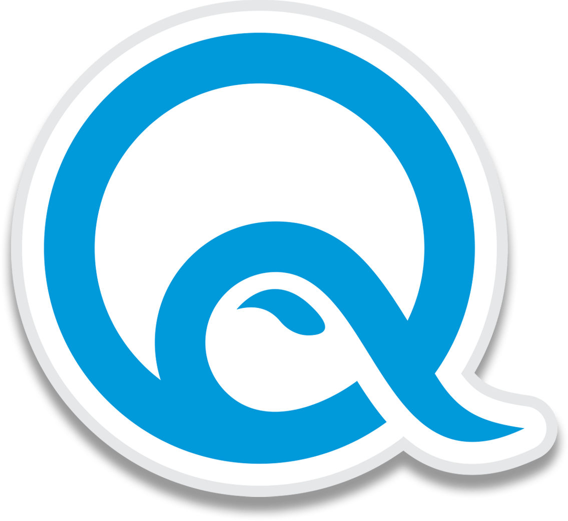 A blue and white letter q representing Quality Wash Solutions logo on a white background