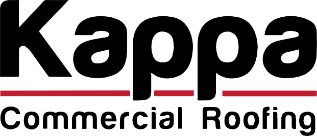 Kappa Commercial Roofing logo with red line, black text.