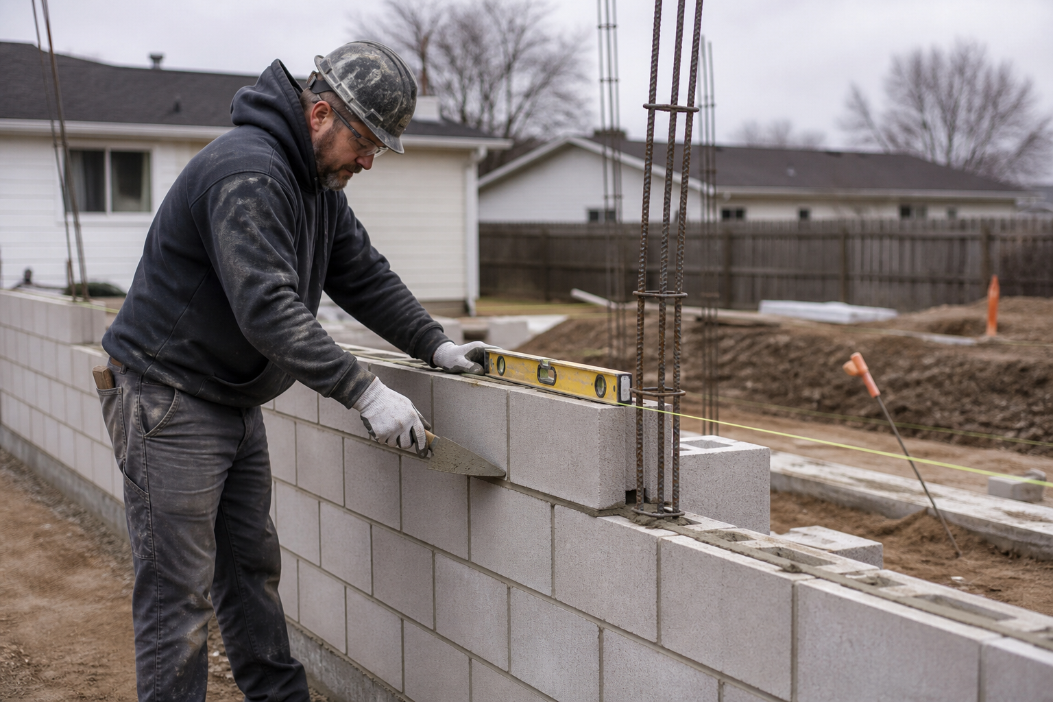 New Construction Block Wall