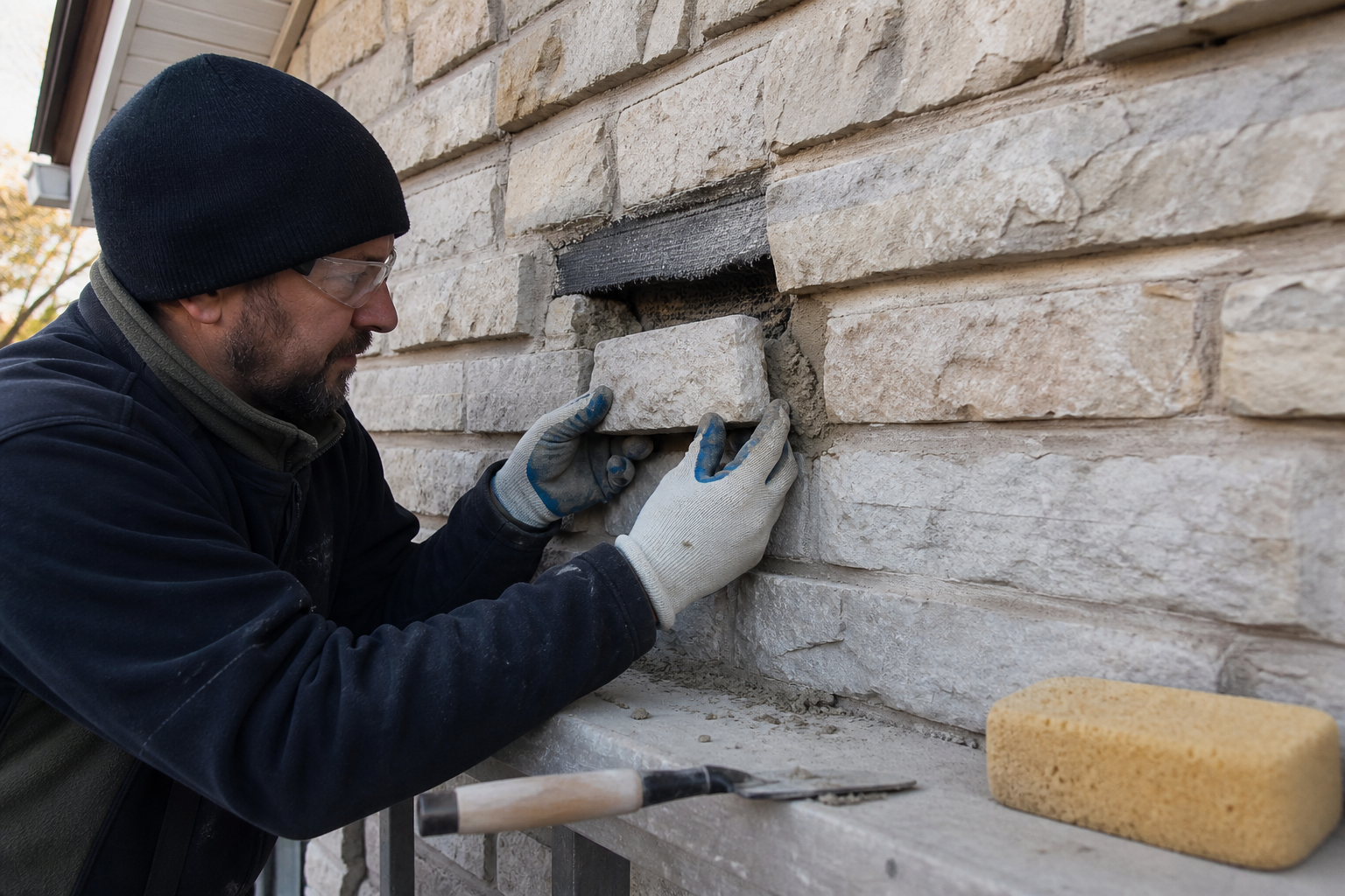 Natural Stone Wall Repair in Dublin, OH