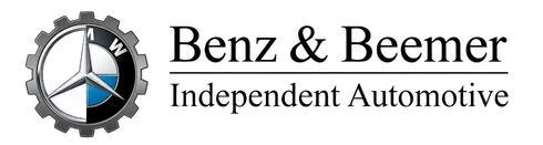 Benz & Beemer Independent Automotive logo with a gear, star emblem, and black text on white background
