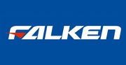 Falken logo in white and red on a blue background