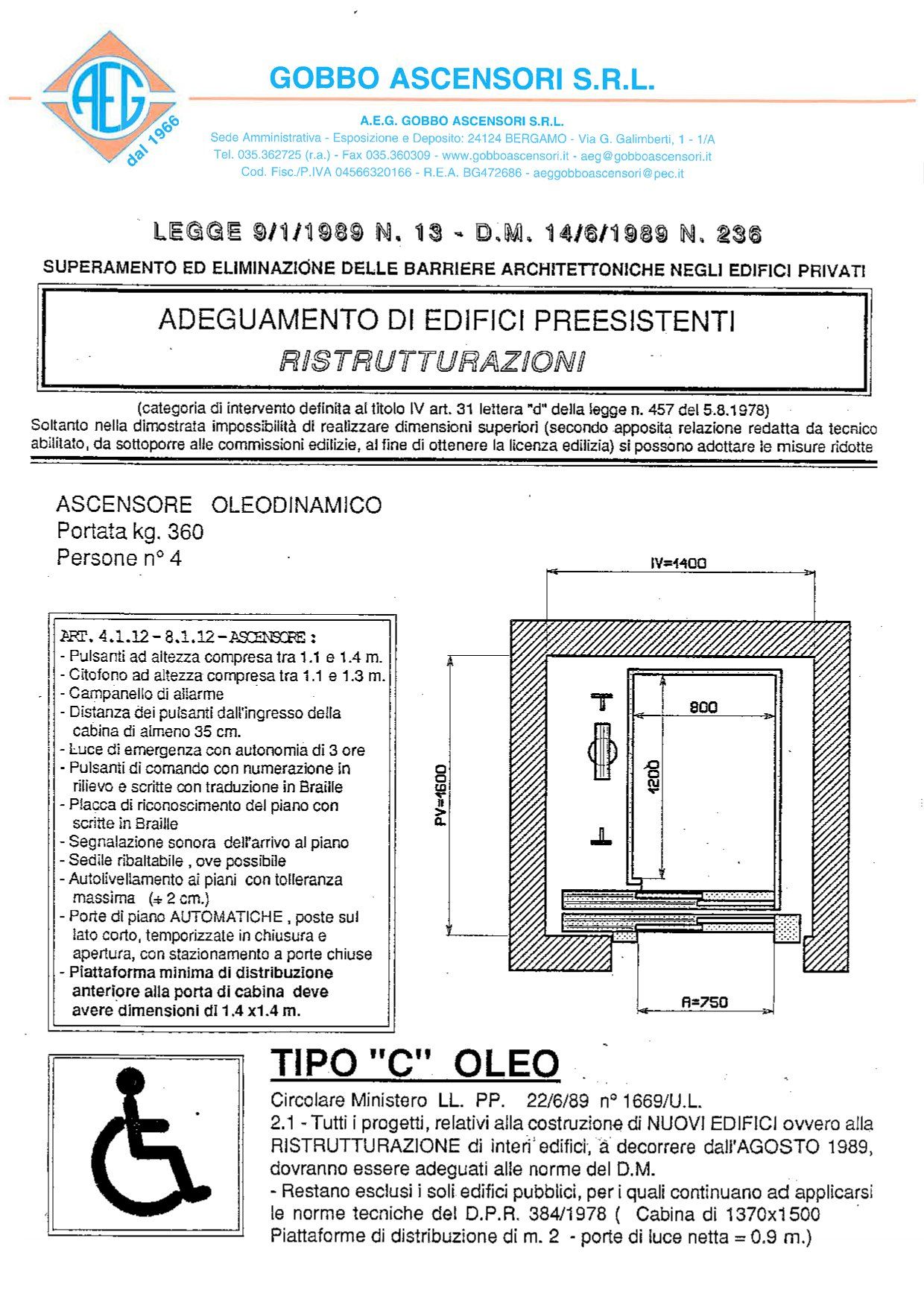 schede tecniche ascensori
