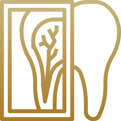 A gold icon of a tooth xray