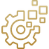 A gold icon of a gear