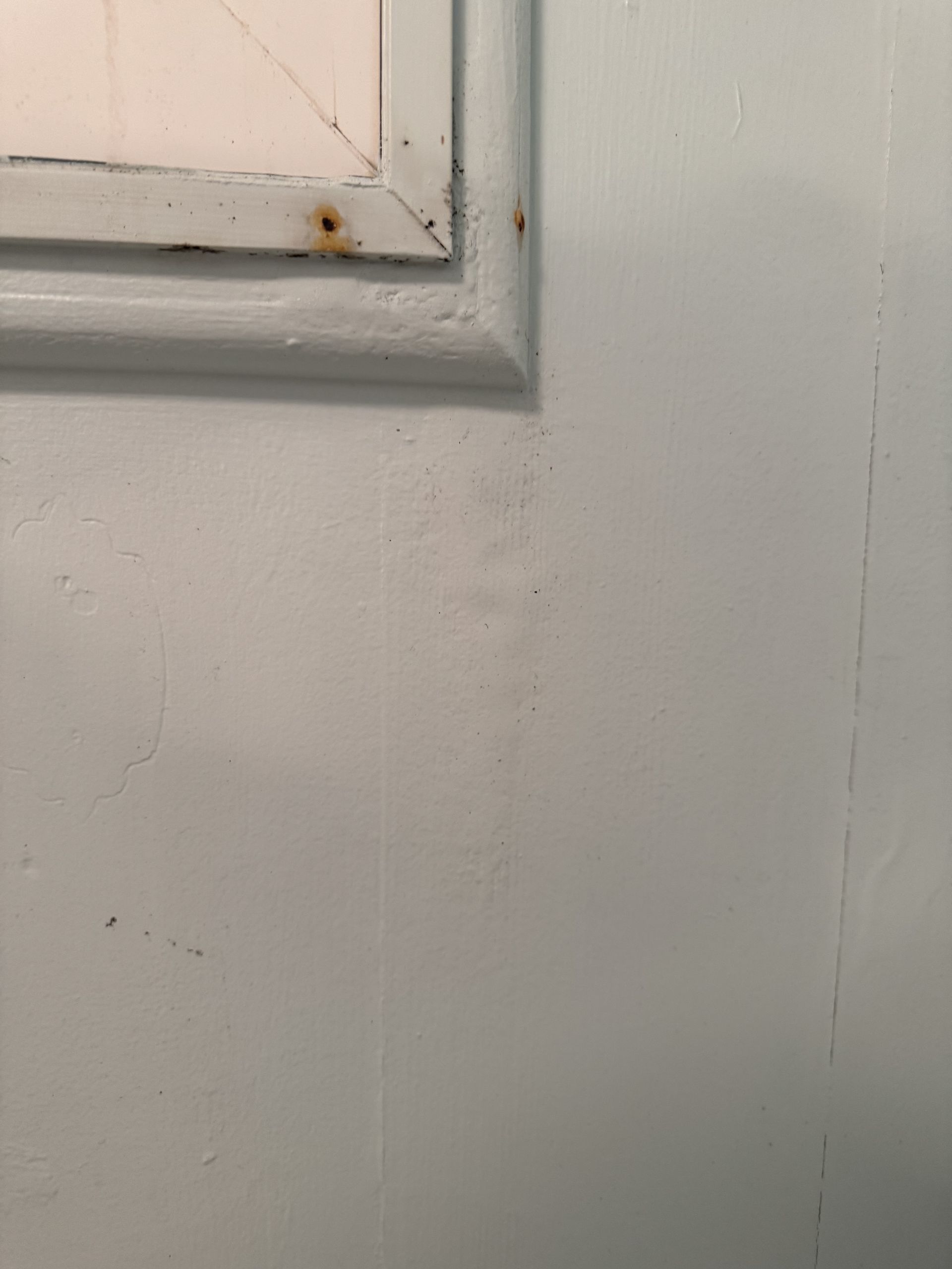 A person is painting a striped wall with a brush.