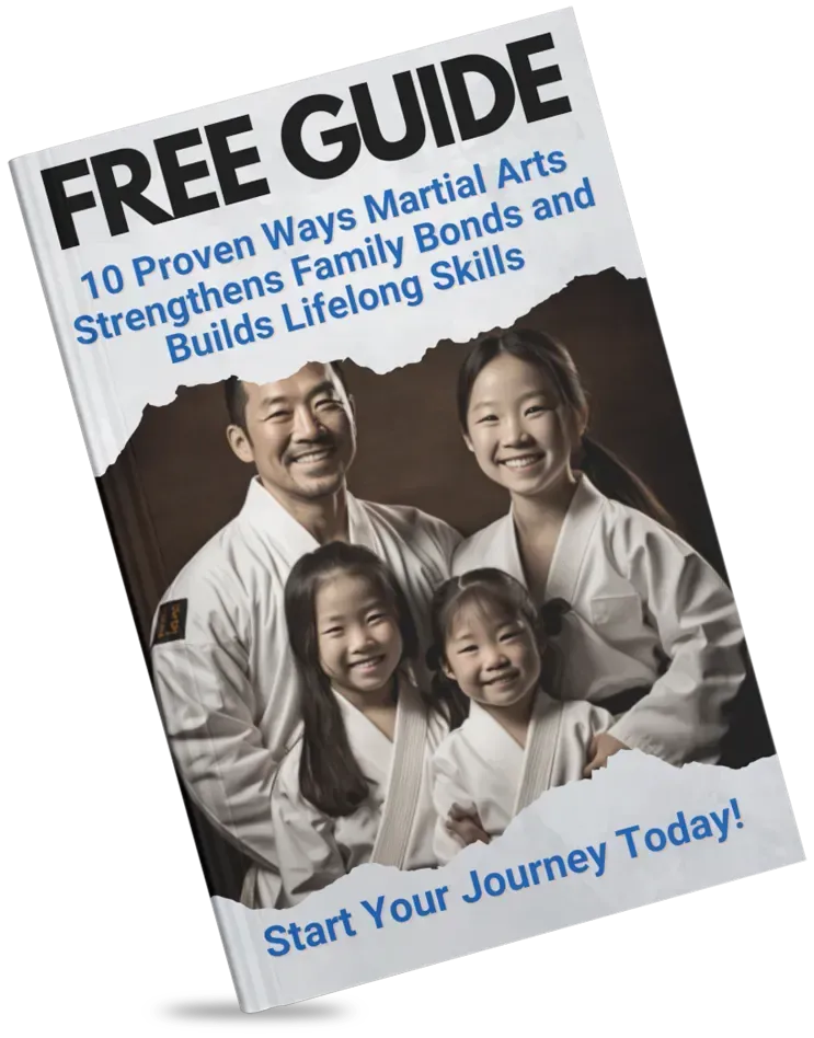 A book titled free guide 10 proven ways martial arts strengthens family bonds and builds lifelong skills