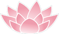 A stylized pink lotus flower icon with white outlines on a white background.