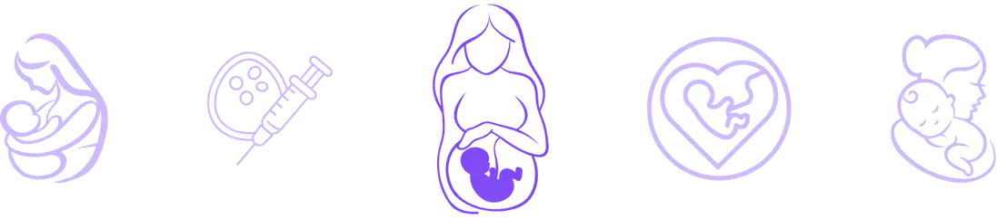 A pregnant woman is holding a baby in her belly.