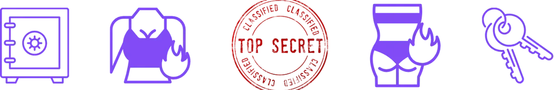 A set of purple icons with a top secret stamp.