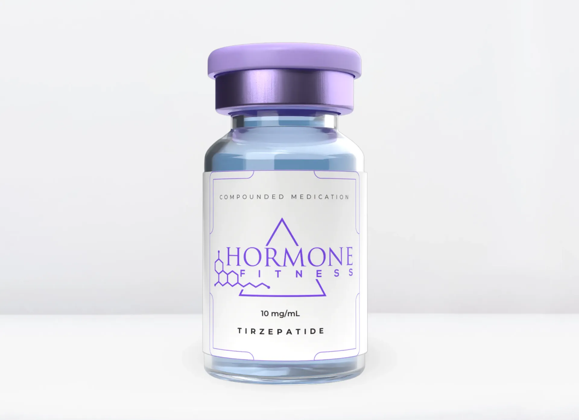 A vial of Tirzepatide medication is sitting on a table.