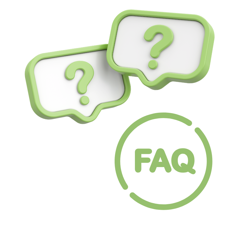 Green question mark bubbles and
