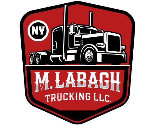 The logo for m. labagh trucking llc has a truck on it.