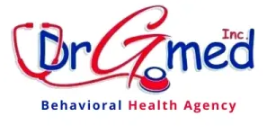 Dr. Gmed Behavioral Health Agency logo in red and blue text