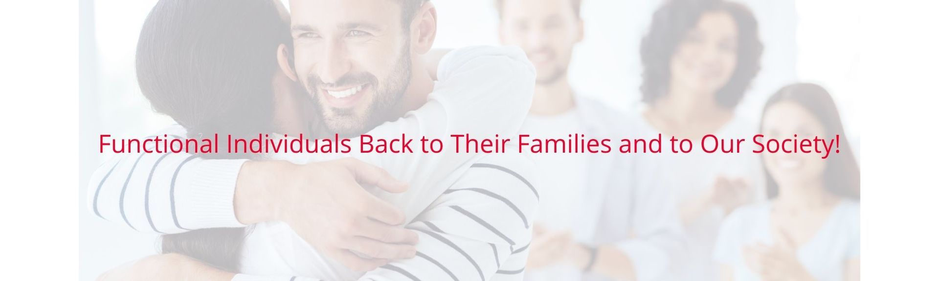 Banner with a smiling family hugging,