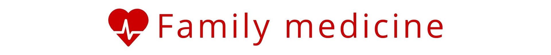 Red heart icon next to the text “Family medicine” in red on a white background